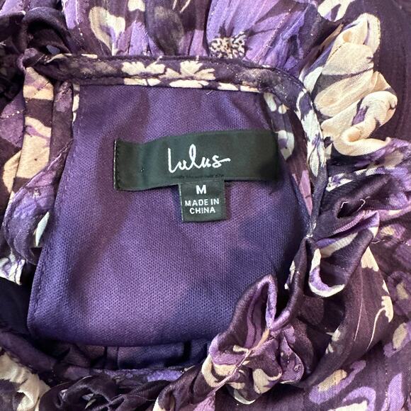 Lulu’s Storybook Sweetheart Cold Shoulder Midi Dress Floral Halter Ruffle Belted - Picture 12 of 13